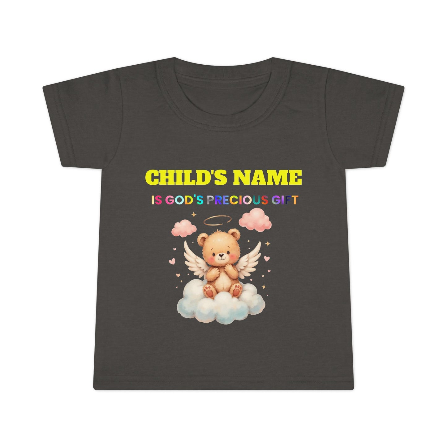 Toddler T-Shirt — Personalized "Child's Name Is God’s Precious Gift" Angel Bear Tee