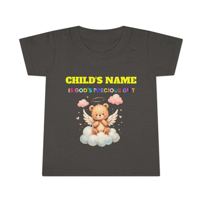 Toddler T-Shirt — Personalized "Child's Name Is God’s Precious Gift" Angel Bear Tee
