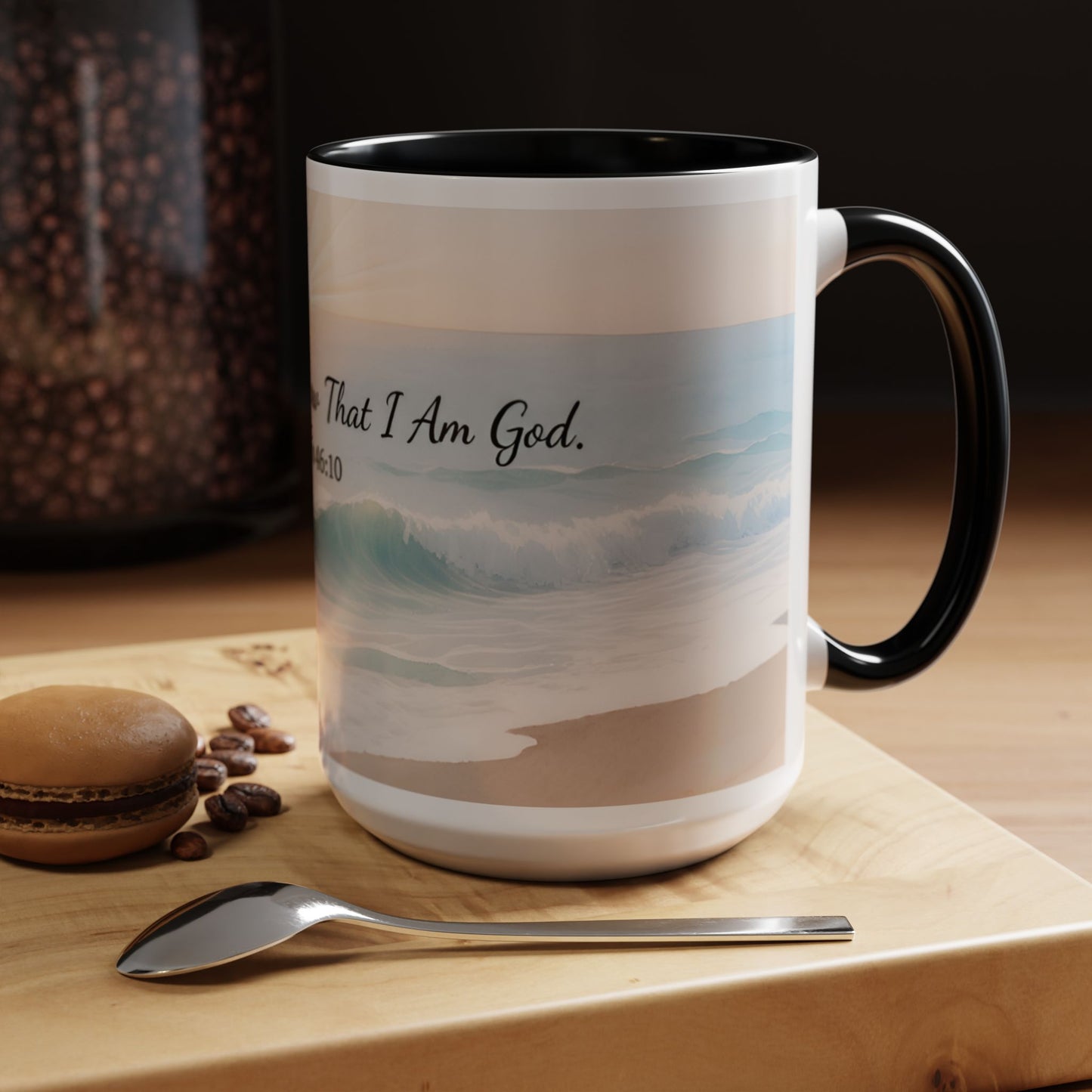 Psalm 46:10 Ocean Coffee Mug – "Be Still and Know That I Am God" Inspirational Ceramic