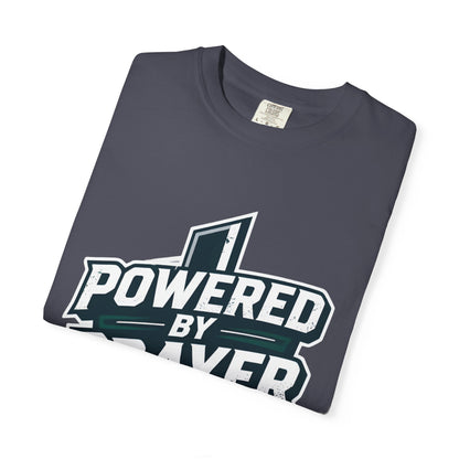 Powered by Prayer T‑Shirt — Faith Graphic Tee with Cross