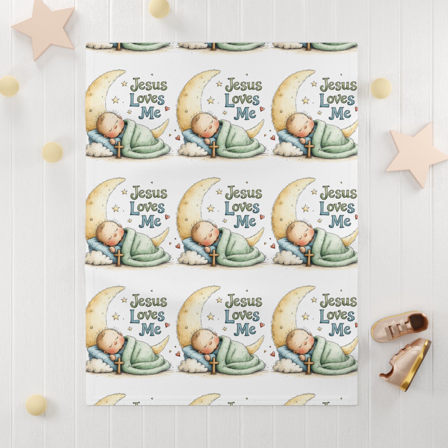 Jesus Loves Me Baby Blanket – Soft Fleece Religious Infant Throw