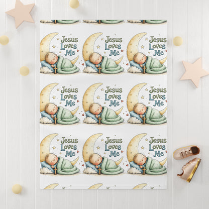 Jesus Loves Me Baby Blanket – Soft Fleece Religious Infant Throw