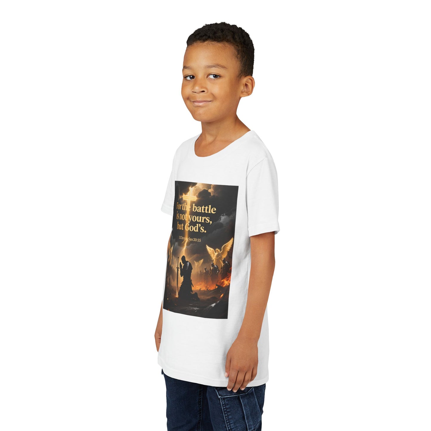 For the battle is not yours, but God's youth tee | Christian hands design | Meaningful Gift for Kids