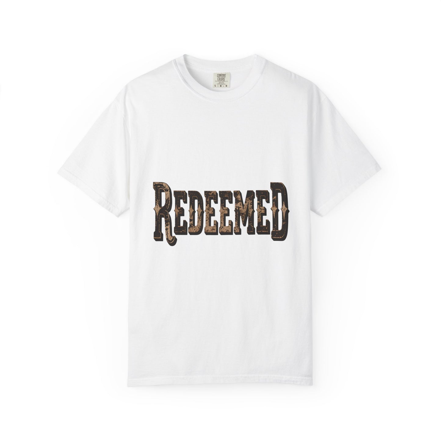 Garment-Dyed Statement Tee — Bold Single-Word Typographic Front