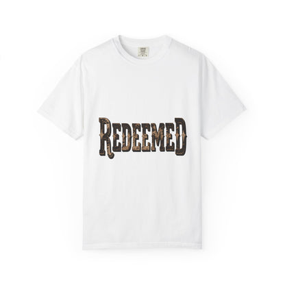 Garment-Dyed Statement Tee — Bold Single-Word Typographic Front