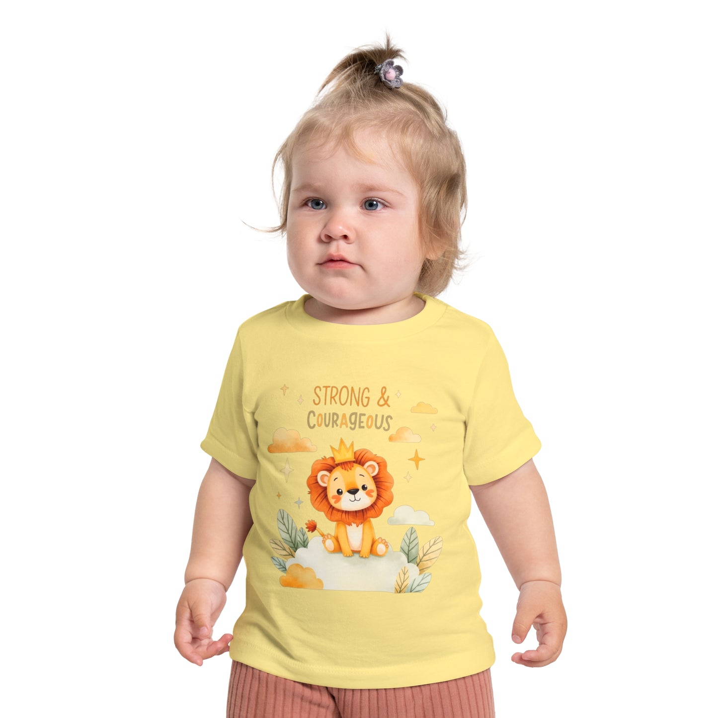 Strong & Courageous Lion Baby T-Shirt — Cute Nursery Tee for Baby Shower & Newborn