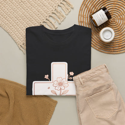 Floral Cross Tee — Delicate Bloom Christian T-Shirt