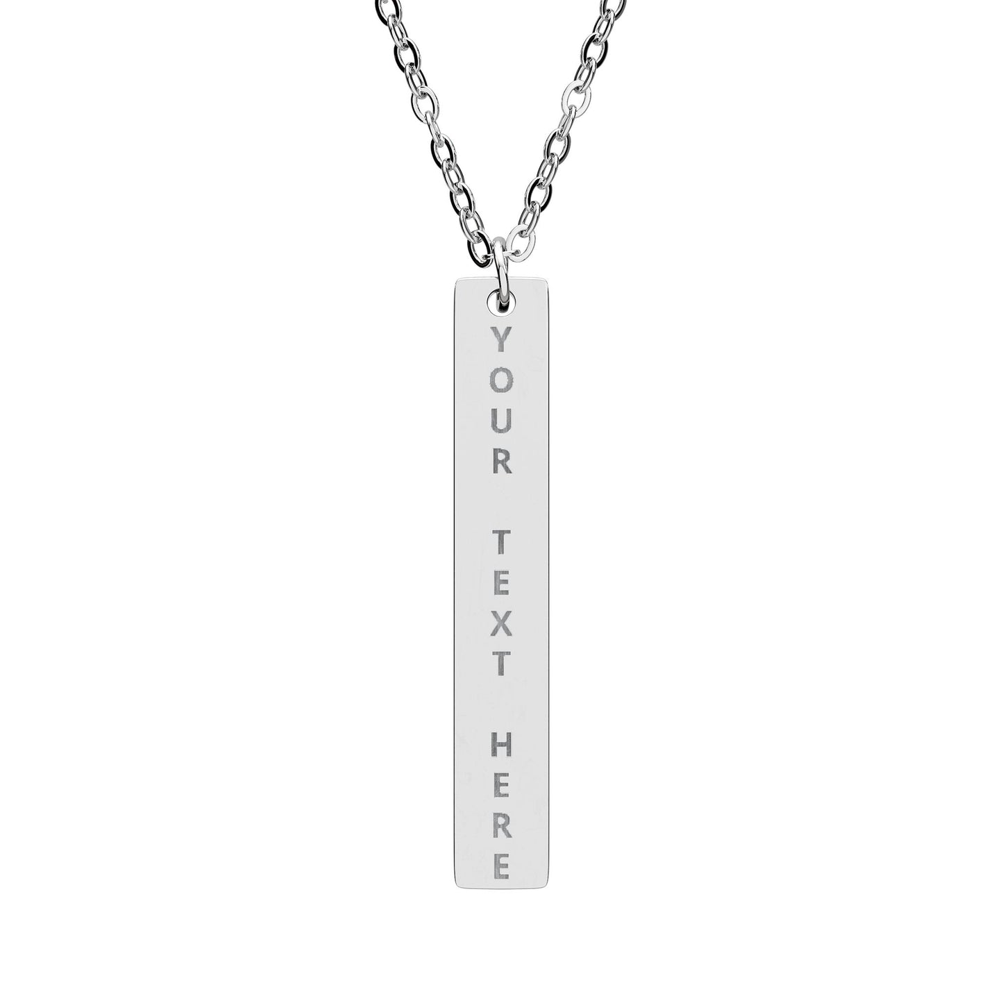Personalized Vertical Bar Necklace — Engraved Name or Message Pendant