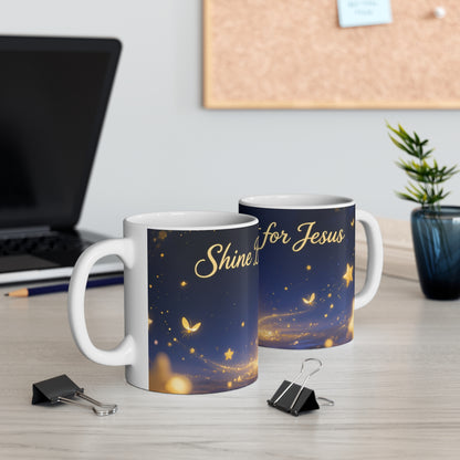 Shine Bright for Jesus 11oz Inspirational Christian Mug — Matthew 5:16 Lantern Design