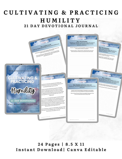 Practicing and Cultivating Humility- 21 Day Devotional Journal Pages
