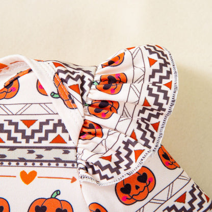Baby Bodysuit Cartoon Pumpkin Long Sleeve Onesie with Accessories 2-Piece Set Baby Crawling Suit Party Outfit