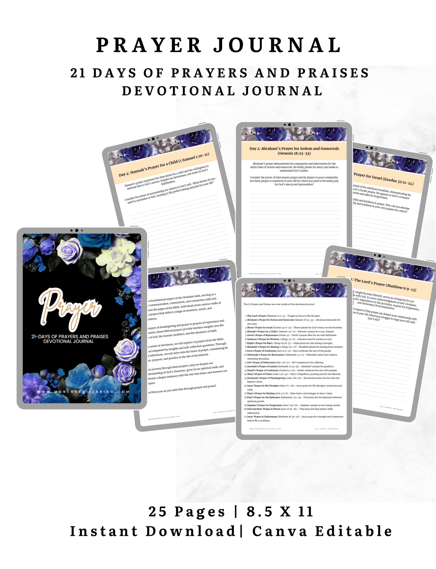 21 Day of Prayer & Praises Devotional Journal | Ebook Digital Download | 8.5 x 11