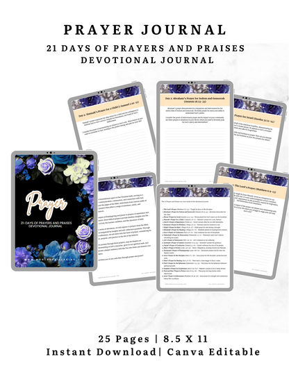21 Day of Prayer & Praises Devotional Journal | Ebook Digital Download | 8.5 x 11