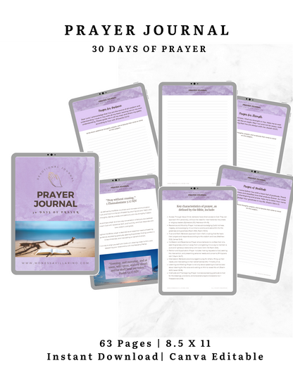 Prayer Journal: 30 Days of Prayer Inspired by the Biblical Encouragement to "Pray Without Ceasing" | Ebook 8.5 x 11 Instant Download