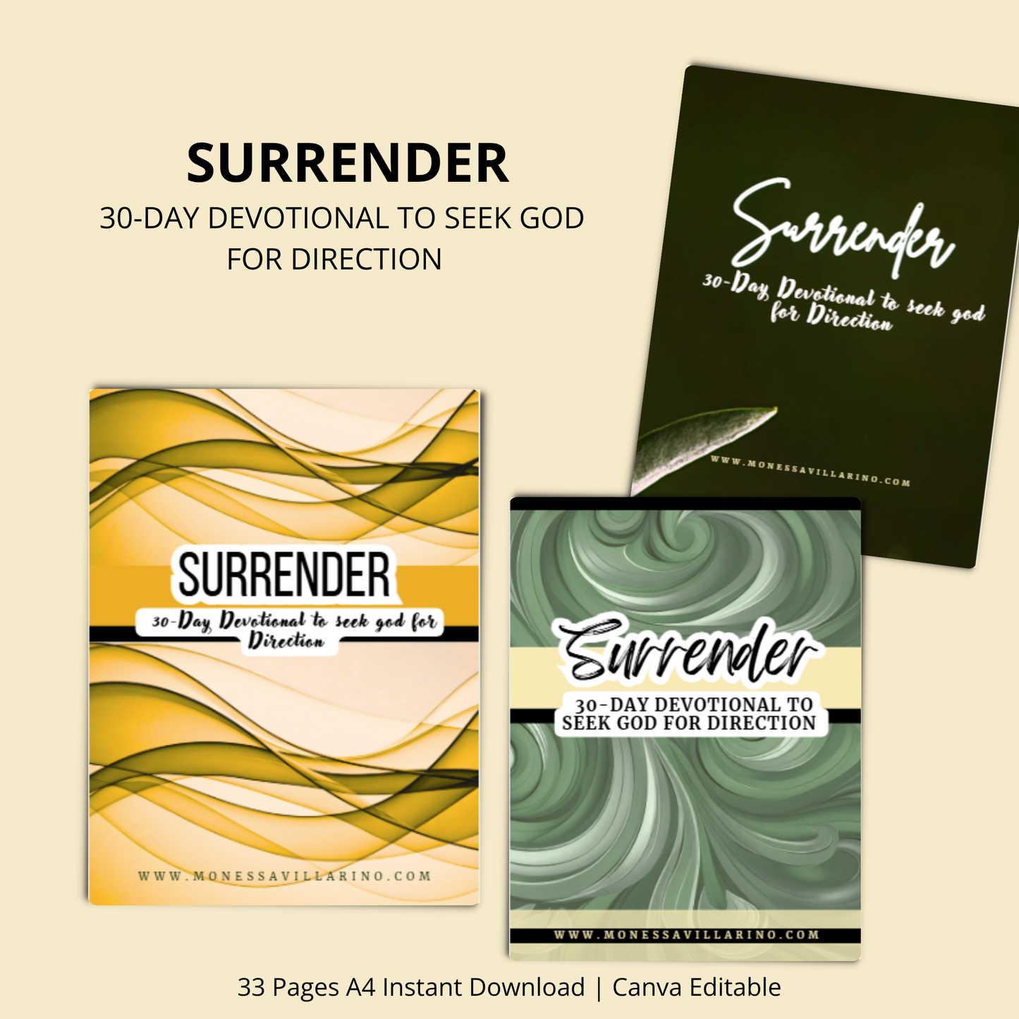 Surrender 30-Day Devotional to seek god for Direction | 33 Pages | A4 Instant Download| Canva Editable