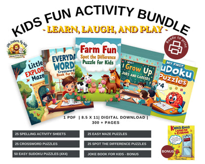 Kids Activity Bundle Printable – 300+ Pages of Fun Learning Activities for Ages 5–8