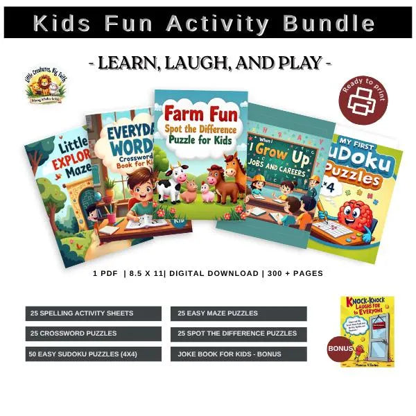 Kids Activity Bundle Printable – 300+ Pages of Fun Learning Activities for Ages 5–8