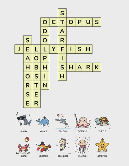 Everyday Words Crossword Book for Kids | 25+ crossword puzzles | Large, easy-to-read layout (8.5 x 11 inches) | PDF File Digital Download
