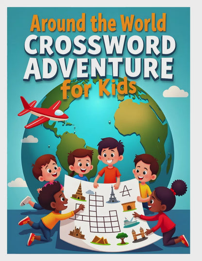 Around the World Crossword Adventure for Kids | 25+ crossword puzzles | Large, easy-to-read layout (8.5 x 11 inches) | PDF File | Digital Download