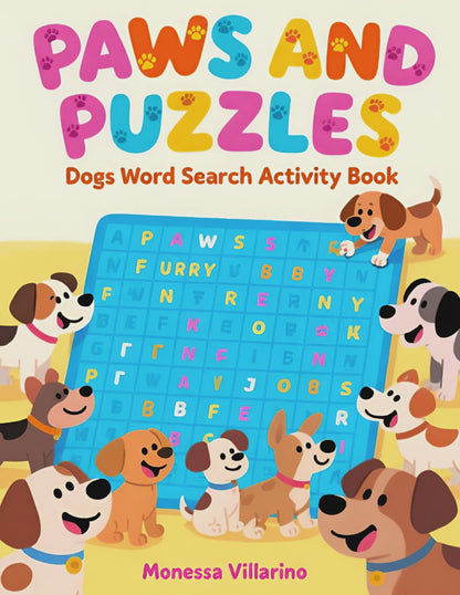 Paws and Puzzles: Dogs Word Search Activity Book | 8.5 X  11 Digital Download