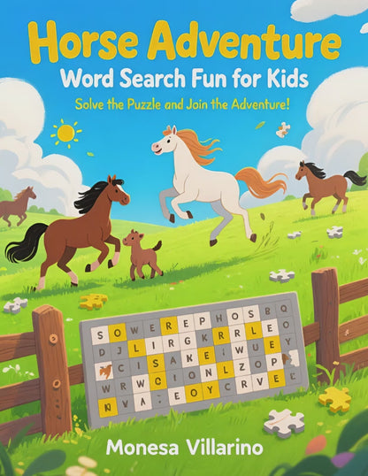 Horse Adventure Word Search Fun for Kids | Digital Download 8.5 x 11 64 Pages: Solve the Puzzle and Join the Adventure!