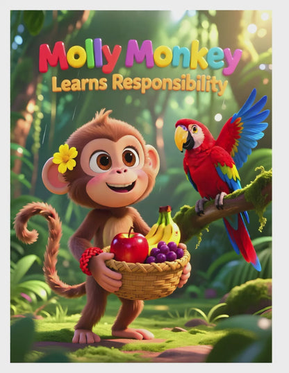 Molly Monkey Learns Responsibility Children's Bedtime Stories 8.5 X  11 Digital Download
