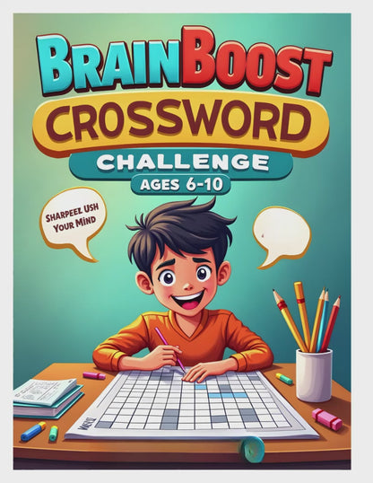 Brain Boost Crossword Challenge | 25+ crossword puzzles | Large, Easy-to-read Layout (8.5 x 11 inches) DIGITAL DOWNLOAD | PDF FILE